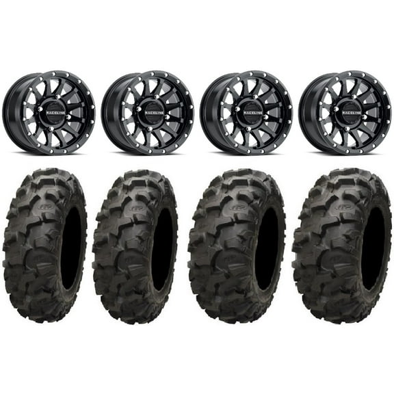 Raceline Trophy 14" Black Wheels 27" Blackwater Tires Sportsman RZR Ranger