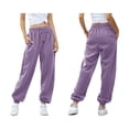 thumbnail image 3 of Pantalones Deportivos Holgados de Cintura Alta para Mujer, para Correr, Deportivos, de Entrenamiento, con Bolsillos Púrpura L, 3 of 7