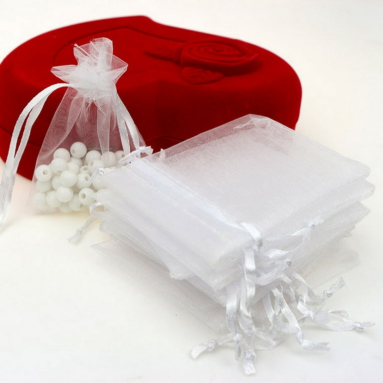 100pcs/lot Clear Jewelry Bags Organza Gift Bags Drawstring Packing