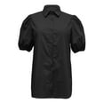 thumbnail image 4 of Women Summer Tops Womens Short Puff Sleeve Tops V Neck Collared Button Down Shirt Dressy Casual Blouses Womens plus Summer Loose Fit Long Sleeve Pullover Fall Women Shirts Short Top for Black S, 4 of 5