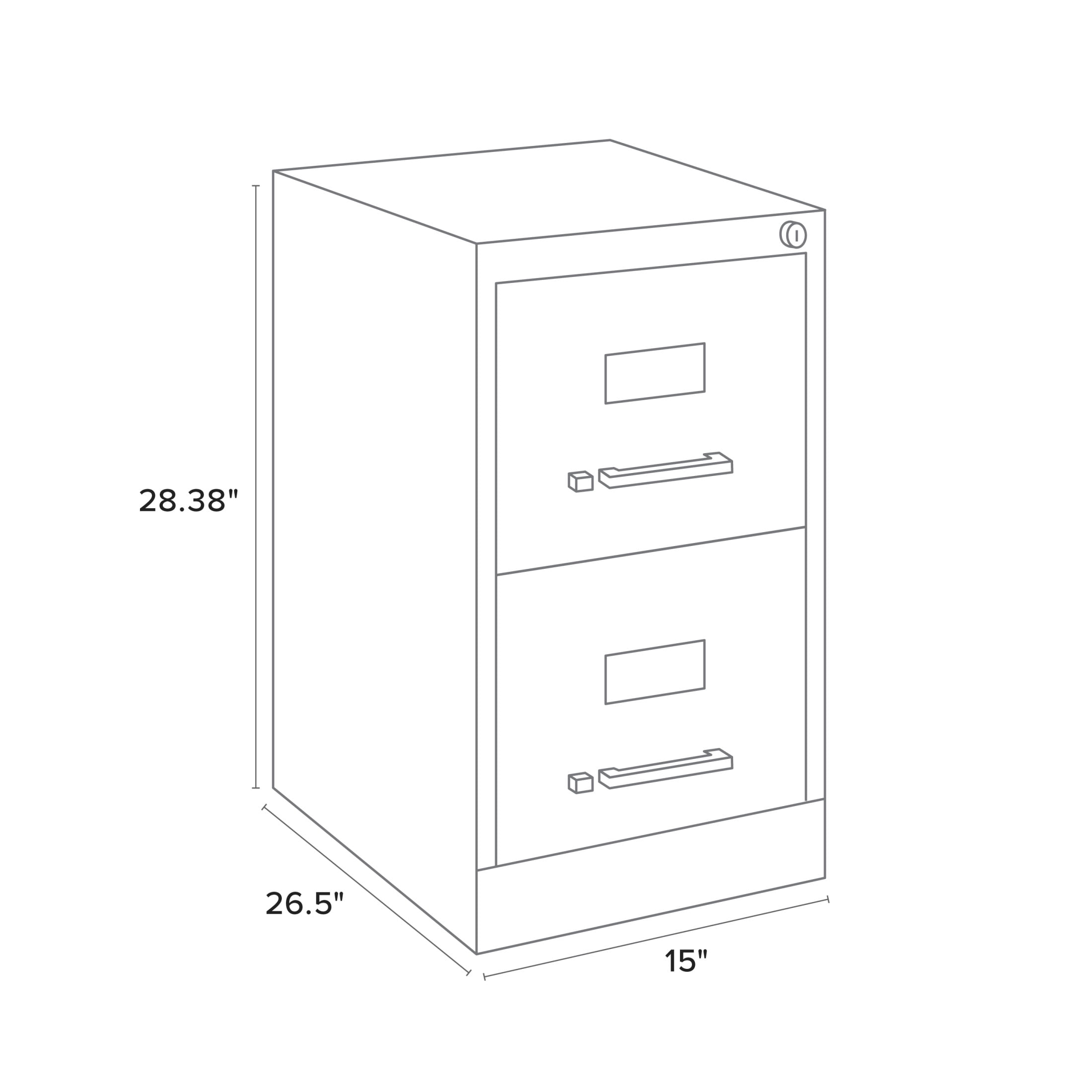 Hirsh 2 Drawer Letter Locking Metal Vertical File Cabinet, 26.5" Deep, Charcoal