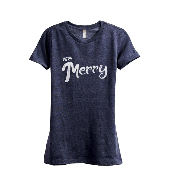 Very Merry Women's Fashion Relaxed T-Shirt Tee Heather Navy Small