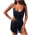 thumbnail image 4 of Idoravan Women's Basic Versatile Skirt Clearance Women Boho Sequin Tassel Hip Belly Mini Skirt Rave Party Dance Performance Costume Sparkly Festival Clothing Sexy Club Sets, 4 of 6