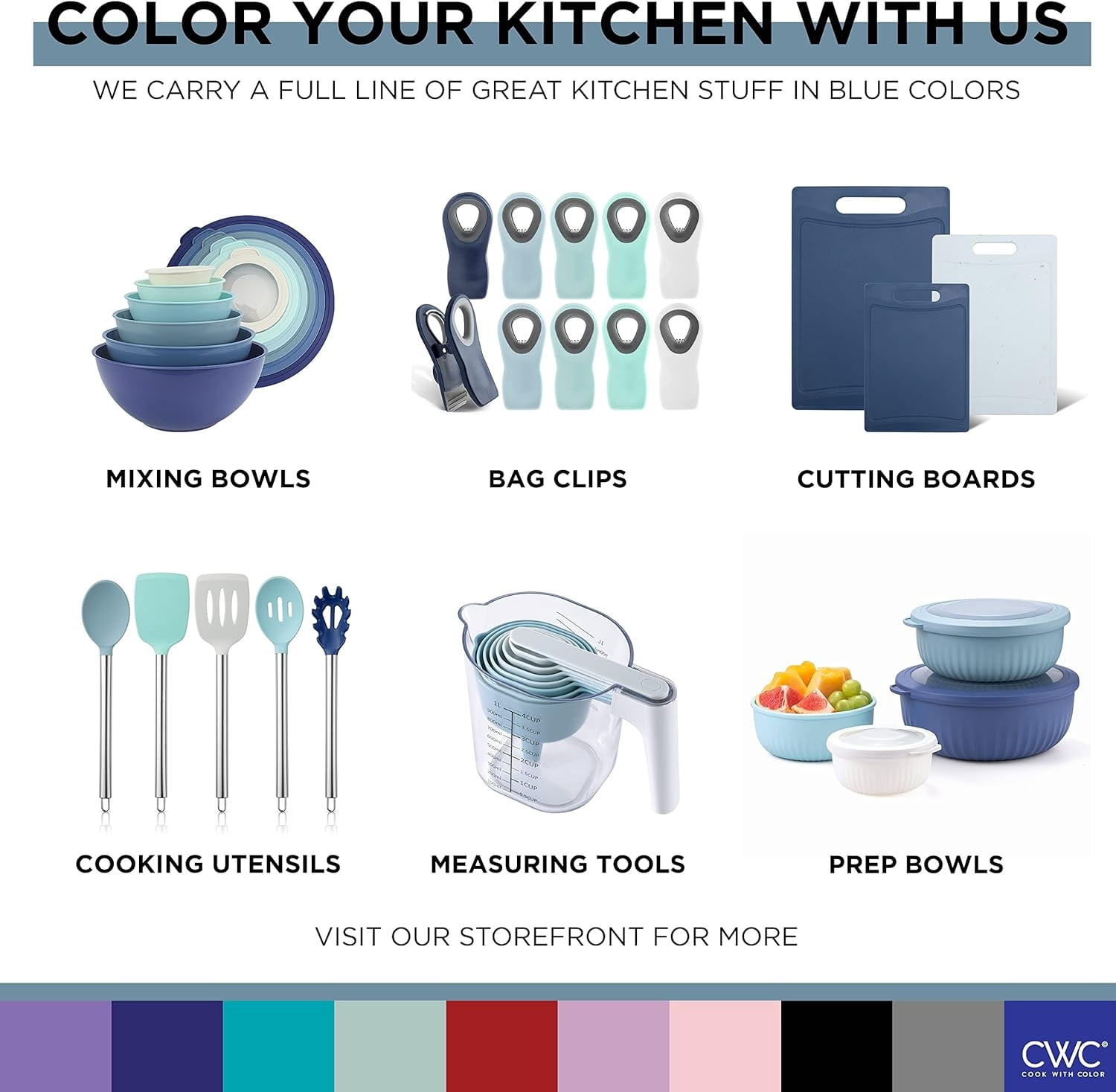 COOK WITH COLOR Kitchen Utensils Set, 7-Piece Stainless Steel Utensils with Soft Touch Handles, Copper Navy
