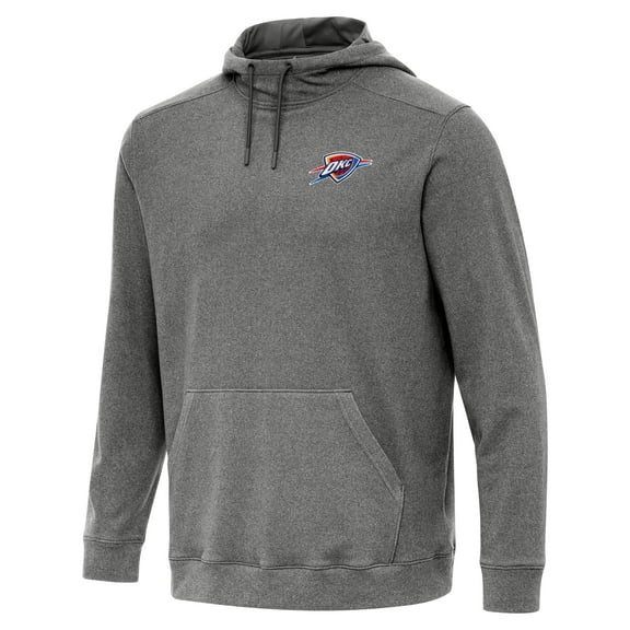 Men's Antigua Heather Black Oklahoma City Thunder Cloud Pullover Hoodie