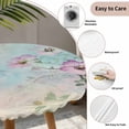 thumbnail image 3 of Pink Floral Round Tablecloth for 55-60 Inch Tables,Fitted Table Cover with Elastic Edge,Spring Botanical Pastoral Vintage Country Waterproof Outdoor Table Cloth Protector for Patio Garden Dinner, 3 of 9