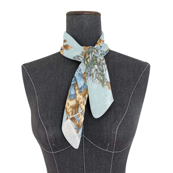 Wobogo Giraffe Family Square Scarf 23.62 x 23.62 In Lightweight Polyester Silk-Feel Neck Scarf for Women Fashion Head Scarf Hair Wrap Bandana