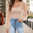 thumbnail image 2 of Women's Mesh Long Sleeved Fashionable Sleeve Patchwork Shirt Casual Top, 2 of 2