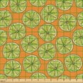 thumbnail image 2 of Ambesonne Lime Fabric by the Yard Upholstery, Cartoon Citrus Slices Pattern, 1 Yard, Marigold Yellow Green, 2 of 5