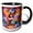 Black/White, variant on 3drose, Cat Woman. Redhead Cat Lady, Festive Dress, Colorful Background Gift, 15oz Two-tone Red Mug