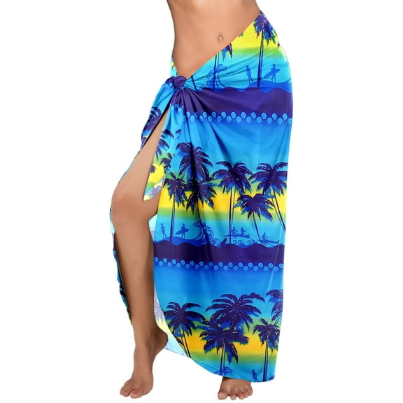 HAPPY BAY Women's Summer Beach Wraps Bikini Pareos Beachwear Skirt Swimwear Vacation Swim Cover up Sarong Coverups for the Beach One Size Admiral, Palm Tree