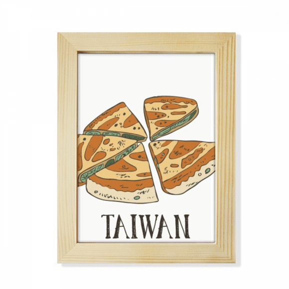 Food Pizza Taiwan Travel Desktop Adorn Photo Frame Display Art Painting Wooden