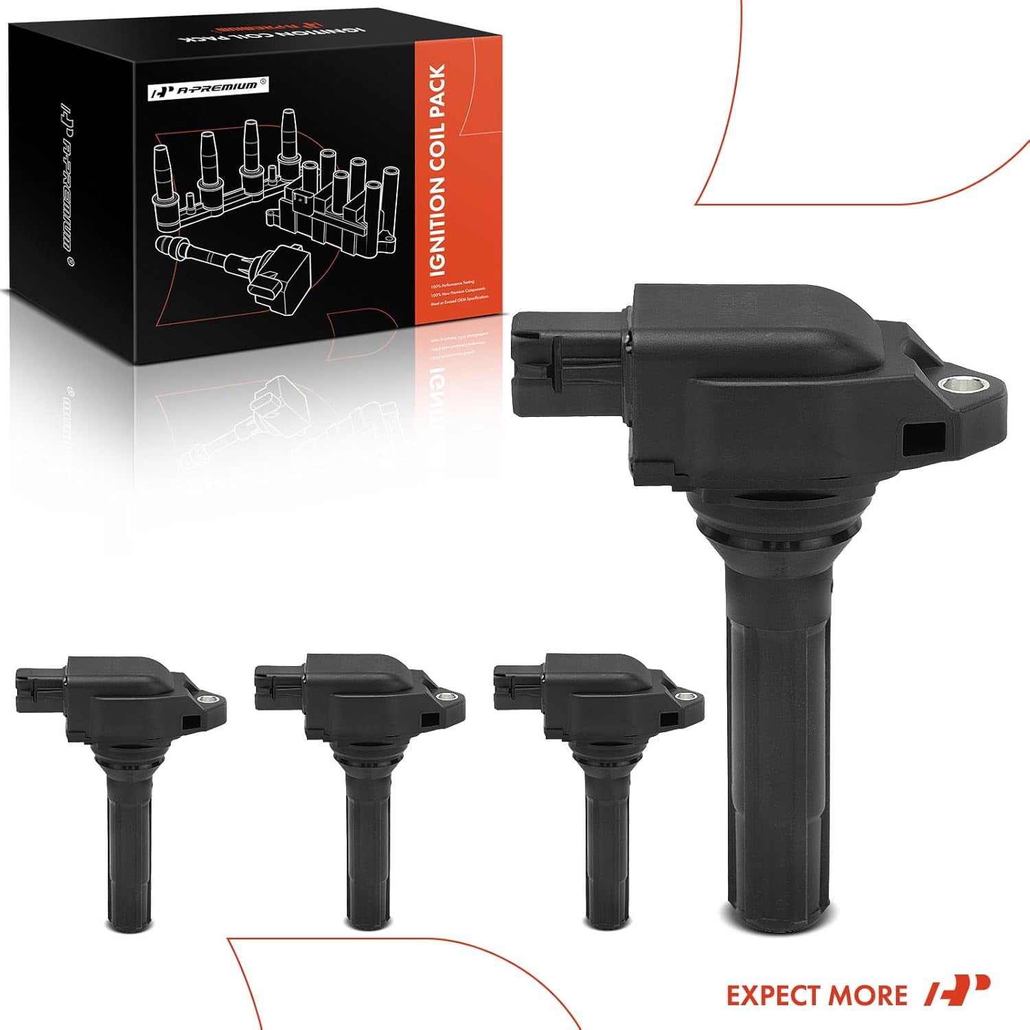 A-Premium Engine Ignition Coil Pack Compatible with Subaru Outback 2020-2024, Legacy 2020-2024, Ascent 2019-2023, 2.4L, Replace# 22433AA82A, 4-PC Set