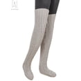 thumbnail image 4 of Gustave Women's Wool Thigh High Stockings,Over The Knee High Socks Leggings, Winter Cable Knitted Stretchy Long Sockings "Gray", 4 of 7