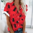 thumbnail image 1 of Lydiaunistar Hauts de Printemps pour Femmes Grande Taille Blouse Imprimée à Manches Courtes avec Poche Polyester Léger Confortable Multicolore, 1 of 5