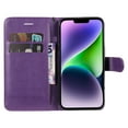 thumbnail image 6 of Nalacover Wallet Case for iPhone 15, Card Slots Holder Magnetic Clasp Premium Luxury PU Leather Flip Folio Cover with Kickstand Wrist Strap Soft Silicone Shockproof Case, Purple, 6 of 9