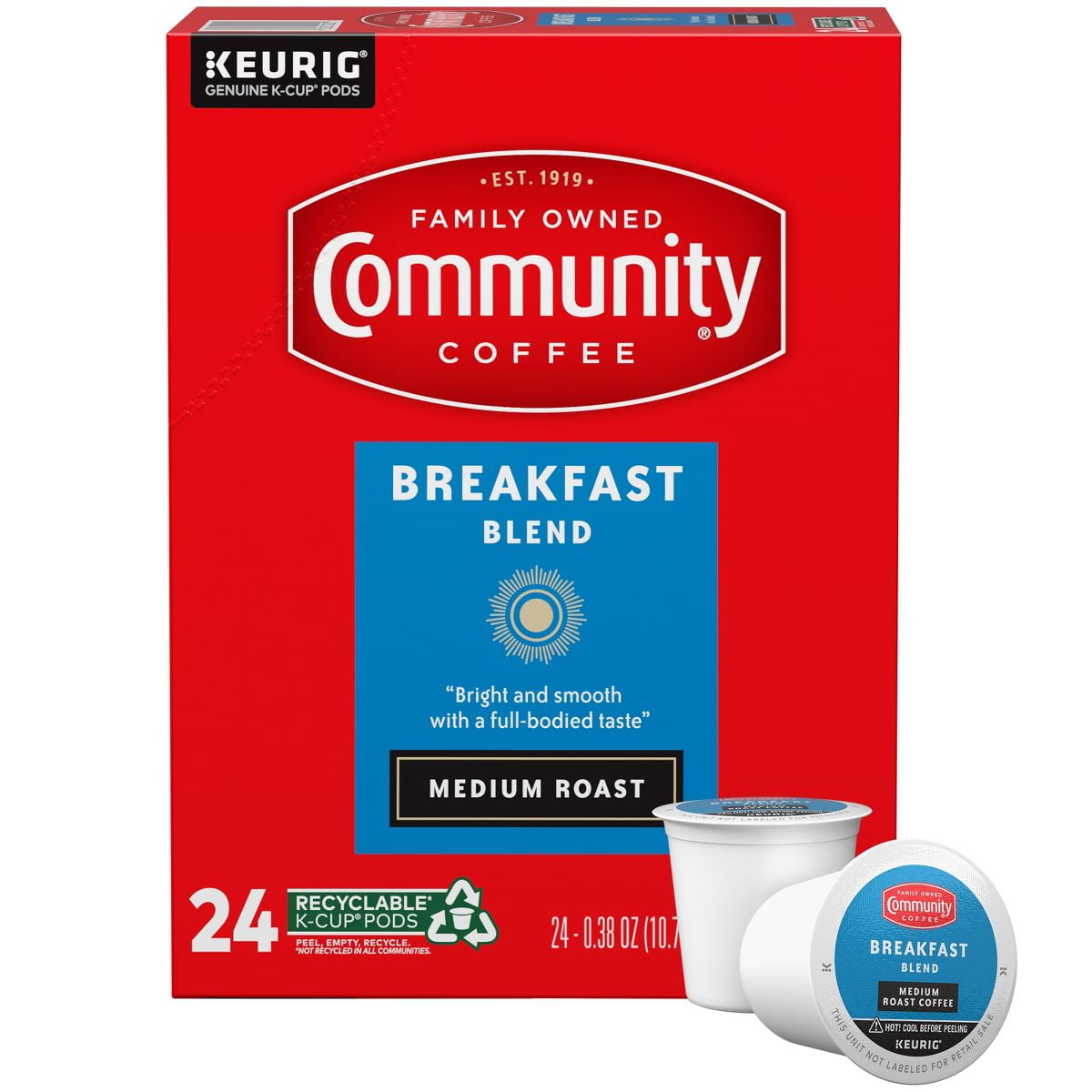 Community Coffee Breakfast Blend Medium Roast Coffee - Single Serve Pods - 24ct - Pack of 2