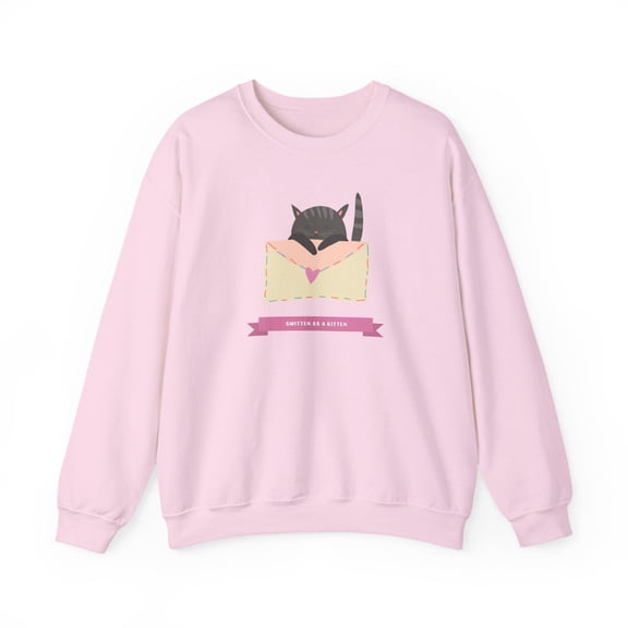 Cat Heart Sweatshirt, Love Sweatshirt, Cat Sweatshirt, Valentine's Day Sweatshirt, 50/50 Cotton-Poly Animal Sweatshirt 124