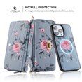 thumbnail image 2 of Feishell for iPhone 14 Plus Crossbody Wallet Detachable Case,Support Magsafe Charging,Flower Pattern PU Leather RFID Blocking Multi Card Slots Zipper Phone Case with Shoulder & Hand Strap,Grey, 2 of 13