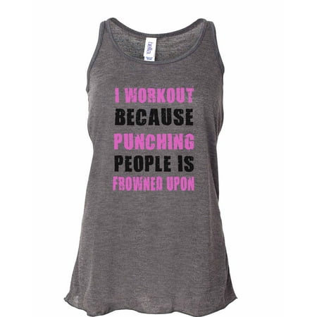 Women S Funny I Workout Because Punching People Is Frowned Upon Soft Tank Top Medium Charcoal Gray Women S Funny I Workout Because Punching People Is Frowned Upon Soft Tank Top Medium Charcoal Gray