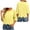 Yellow, variant on Women's Fashion Tops Solid 3/4 Sleeve Crewneck T Shirts Scalloped Wavy Hem Loose Cropped Blouse Business Casual Shirts Work Shirts Yellow