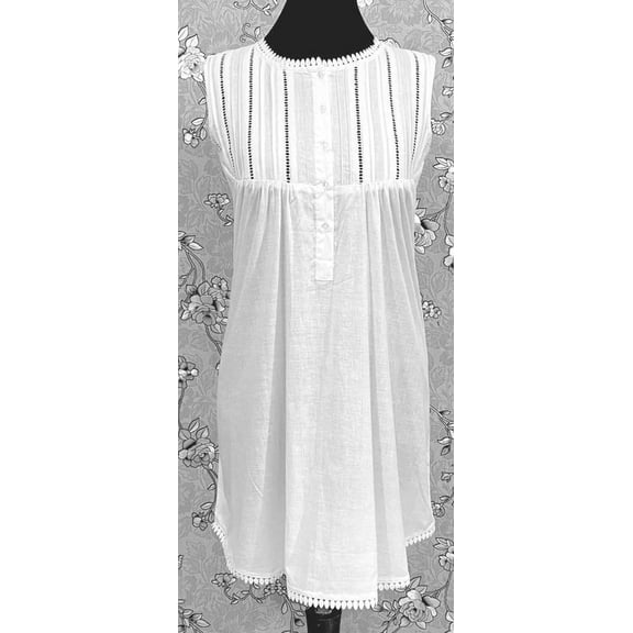 Victorian-Inspired 100% Cotton Nightgown by SoieRose - SR-1127 - White