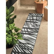 Unique Loom Outdoor Modern Collection Area Rug - Greyscale (2' x 8' Runner Black and White)