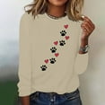 thumbnail image 2 of ibuvkizy Valentine's Day Sweatshirt for Women Printed Round Neck Pullover Long Sleeved Casual Womens Sweatshirts Beige,S, 2 of 4