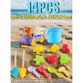 thumbnail image 1 of Portable Beach Set For Kids - Includes Foldable Bucket, Spade, Molds & Mesh with Toys Sand Seahorse Starf Bag. Fun, 1 of 8