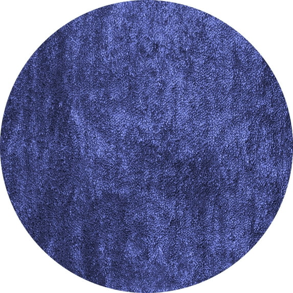 Ahgly Company Indoor Round Abstract Blue Contemporary Area Rugs, 7' Round