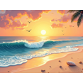 thumbnail image 4 of Sunset Beach Backdrop Banner Ocean Waves Photography Background Seaside Party Wedding Decoration Scenic Display Event Decor Summer Backdrop, 4 of 4