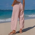 thumbnail image 4 of VV AVEORS Womens Summer Striped Barrel Cropped Pants Comfy Drawstring Capri Pant With Pockets Beach Vacation Lounge Trousers Red S, 4 of 8