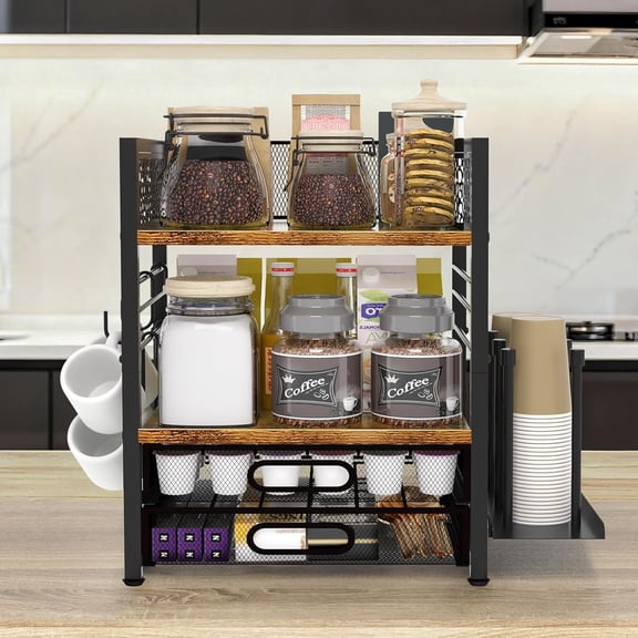 Coffee Bar Organizer - 4 Tier Coffee Station Organizer for Countertop