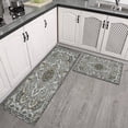 thumbnail image 3 of Boho Dark Brown Pattern Rugs and Mats Non Skid Washable Absorbent Microfiber Soft Kitchen Mat for Floor Set Of 2 Decor Stain Resistant 17"x47"+17"x30", 3 of 7