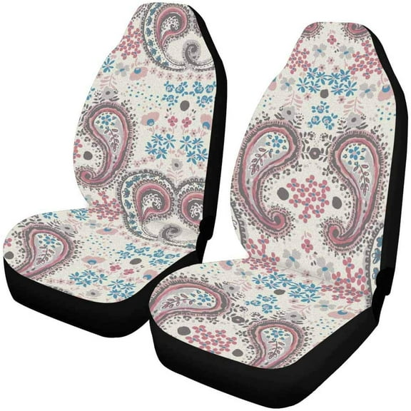 ZHANZZK Set of 2 Car Seat Covers Floral Paisley Pattern Universal Auto Front Seats Protector Fits for Car,SUV Sedan,Truck
