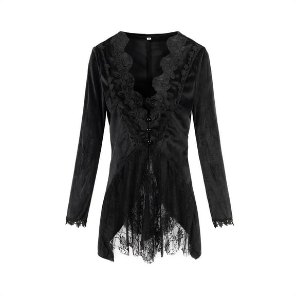 Oksale Plus Size Goth Trench Coat Women Steam Punk Lapel Outerwear Vintage Victorian Jackets for Party Black M