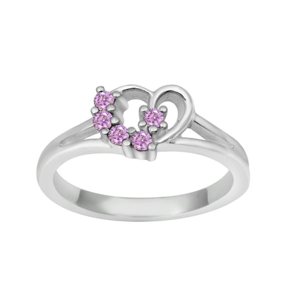 Mooneye Heart Shape 0.10 Ctw Pink CZ 925 Sterling Silver Love Women Valentines Day Gifts Ring