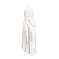 thumbnail image 3 of FRSASU Elegant Women's Ruffle Pleated Long Dress Fashion Sleeveless Halter Irregular Tiered Pleated Flowy Maxi Dresses for Wedding Party White, 3 of 7