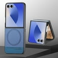 thumbnail image 6 of for Samsung Galaxy Z Flip 7 FE / Z Flip 6 Case, PU Leather + PC Frame + Fabric, Ultra Slim Lightweight Protective Phone Cover, MagSafe Compatible, Supports Magnetic Car Mount, Drop Protective, Blue, 6 of 9
