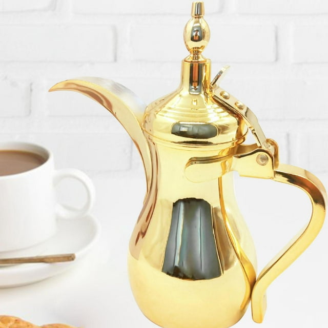 Cafetera árabe, jarra de café, tetera resistente, cafetera de lujo, acero inoxidable para el hogar, cafetería, regalo de inauguración de la casa Oro de 26 onzas