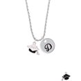 thumbnail image 2 of Delight Jewelry Silvertone 3-D Graduation Hat with 2021 Silvertone Script Initial Disc - D - Charm Necklace, 20"+3", 2 of 4