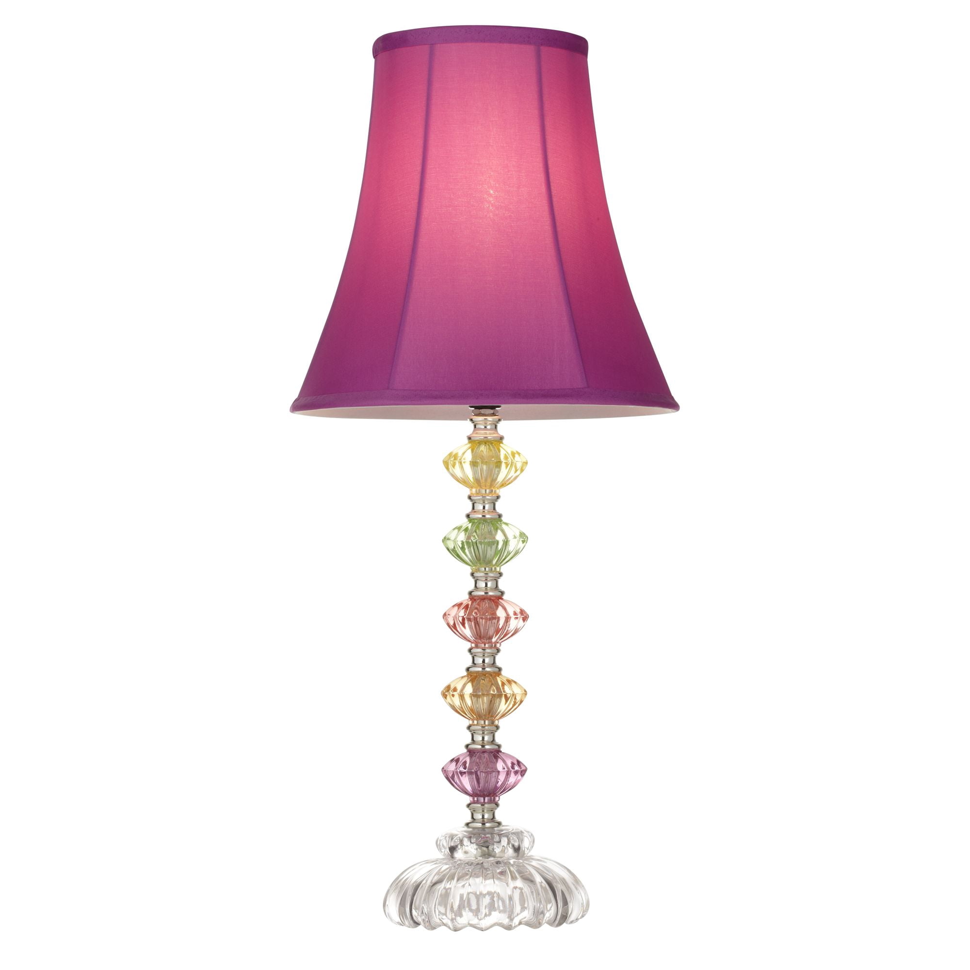 360 Lighting Bohemian Country Cottage Accent Table Lamp 21" High Orchid Stacked Glass Off White Bell Shade for Bedroom Living Room Bedside Nightstand