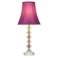 thumbnail image 5 of 360 Lighting Bohemian Country Cottage Accent Table Lamp 21" High Orchid Stacked Glass Off White Bell Shade for Bedroom Living Room Bedside Nightstand, 5 of 7