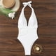 thumbnail image 1 of Trajes de baño Amzcrzy Tankini para mujer, bikini de control de abdomen para mujer, cintura alta, ajuste de cordón, bikinis de una pieza fruncidos, traje de baño blanco, L, 1 of 7