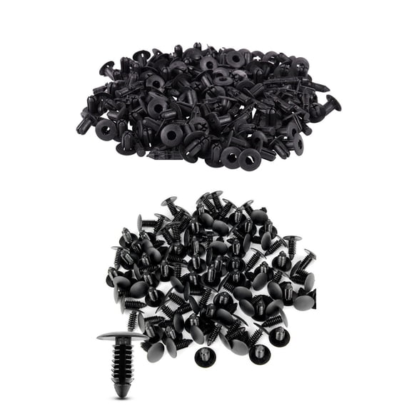 200 Pcs Black Plastic Rivets: 100 Pcs Car Molding Door Fender 5Mm Hole Rivets Fixing & 100 Pcs Bumper Fastener Rivet Clips Auto Furniture Assembly Expansion Screws Kit,Black