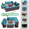 thumbnail image 4 of ALAULM 15-Piece Patio Furniture Sectional Sofa with Gas Fire Pit Table, Blue/Brown, 4 of 7