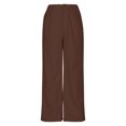 thumbnail image 4 of UYISJ Women's Corduroy Pants Mid Rise Elastic Waist Pants Casual Wide Leg Baggy Trousers Loose Fit Solid Pants with Pockets Coffee XL, 4 of 8