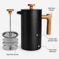 thumbnail image 6 of PLERISE French Press Coffee Maker 34 oz, Double Wall Stainless Steel Coffee Press with Real Wood Handle and Dual Filter Screen, Food Grade 18/8 Stainless Steel for Coffee and Tea,, 6 of 7