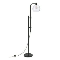 Evelyn&Zoe 18" Blackened Bronze Metal/Glass Floor Lamp