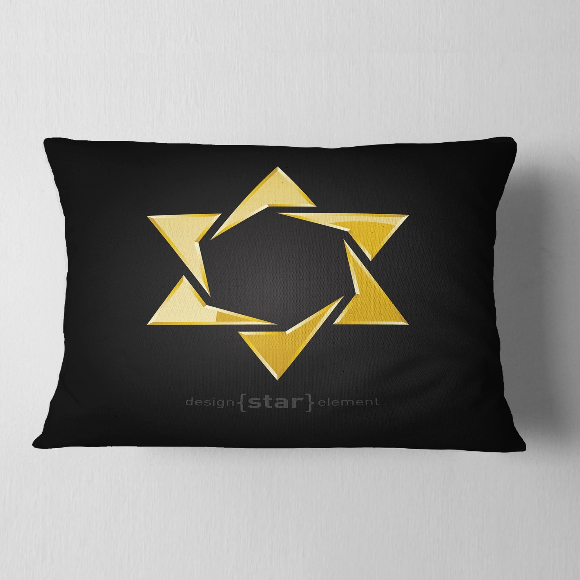 Designart Luxury Golden Star - Abstract Throw Pillow - 12x20